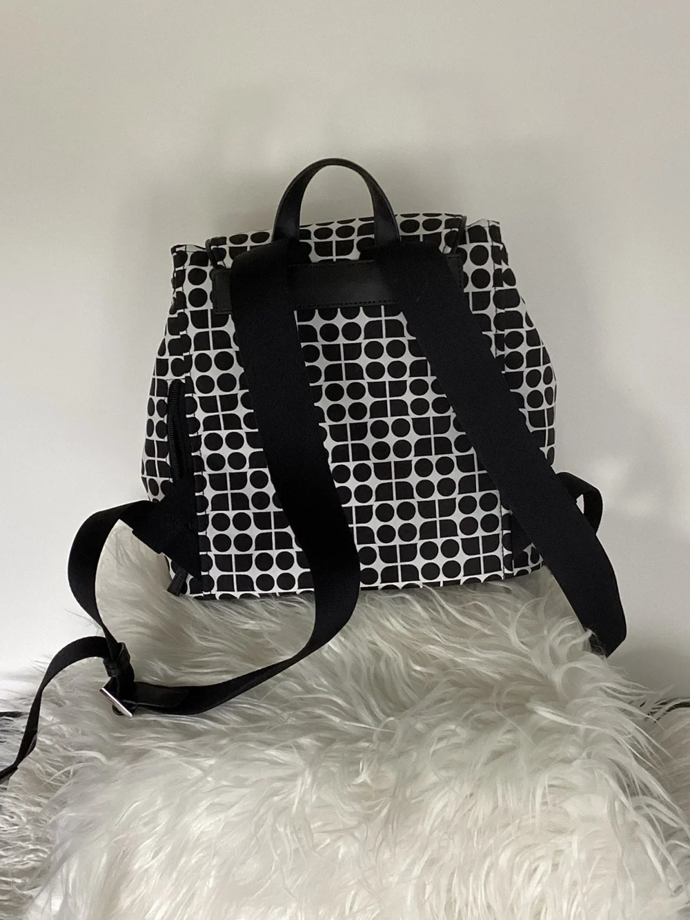 kate spade Black and White Geometric Drawstring Backpack
